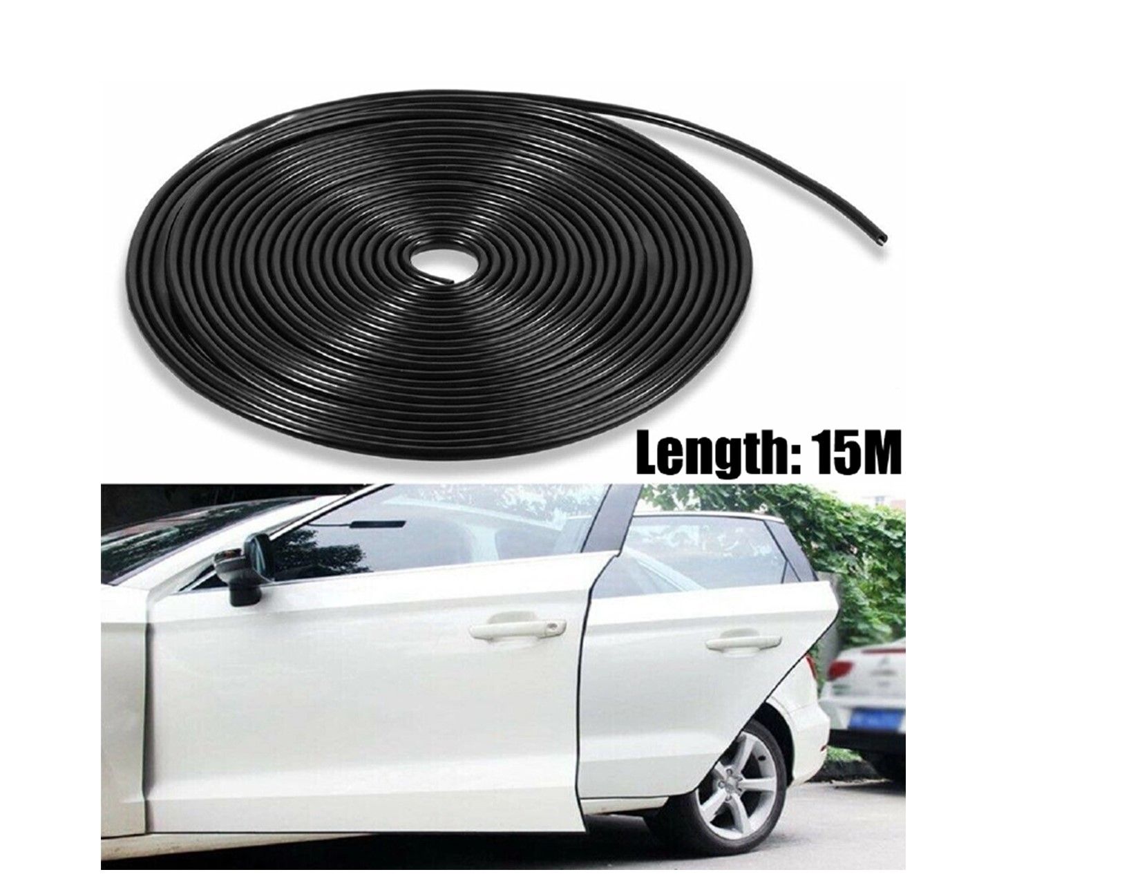 15 Meters Silver Tone Car Door Edge Guard Molding Rubber Seal Trim Strip Scratch Protector Decor