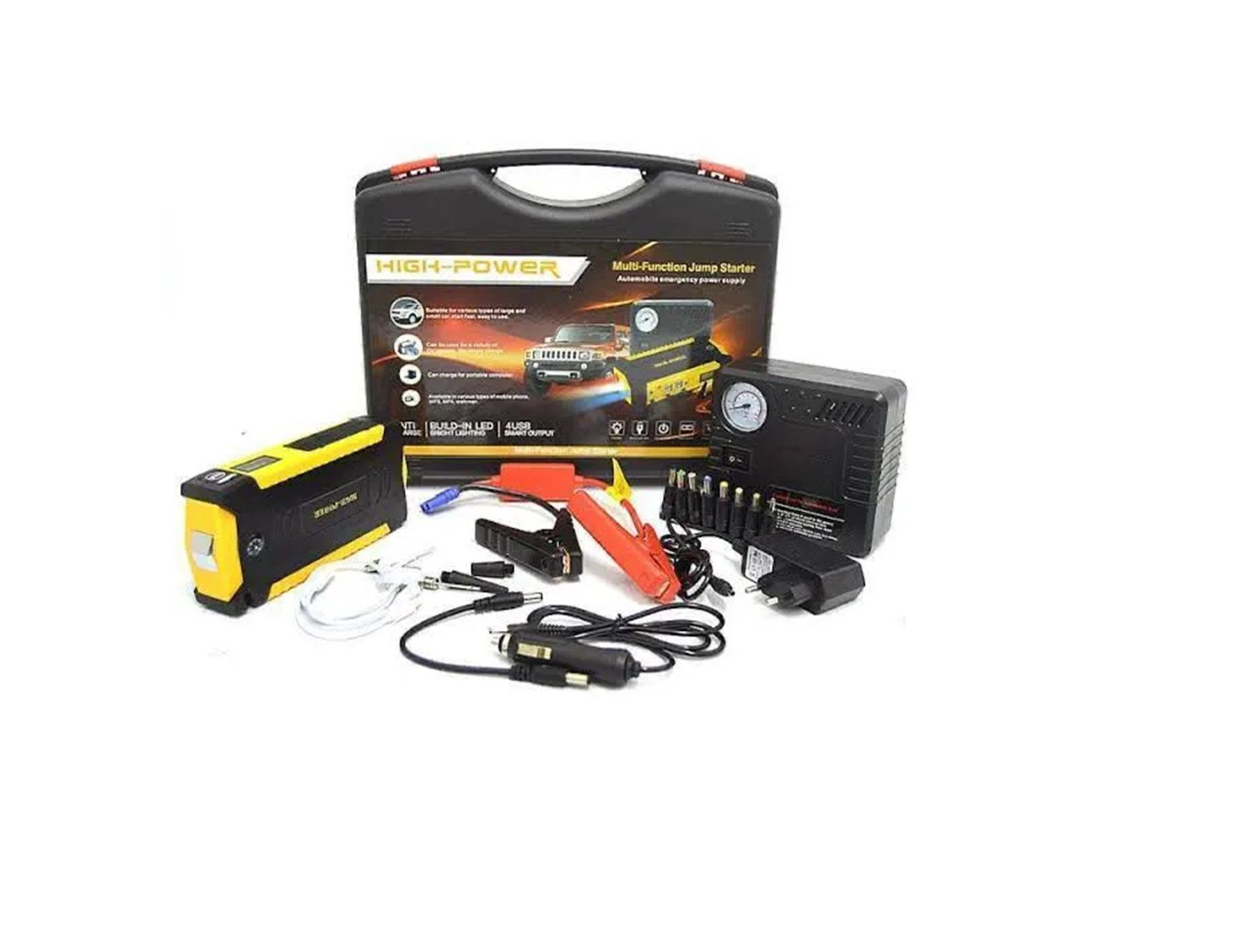 Combo Pack of 2 High Power 12V Portable Midi Jump Starter| Car Jumper Kit / Booster| Mobile Phone Laptop Battery Charger | Tyre Inflator Pump