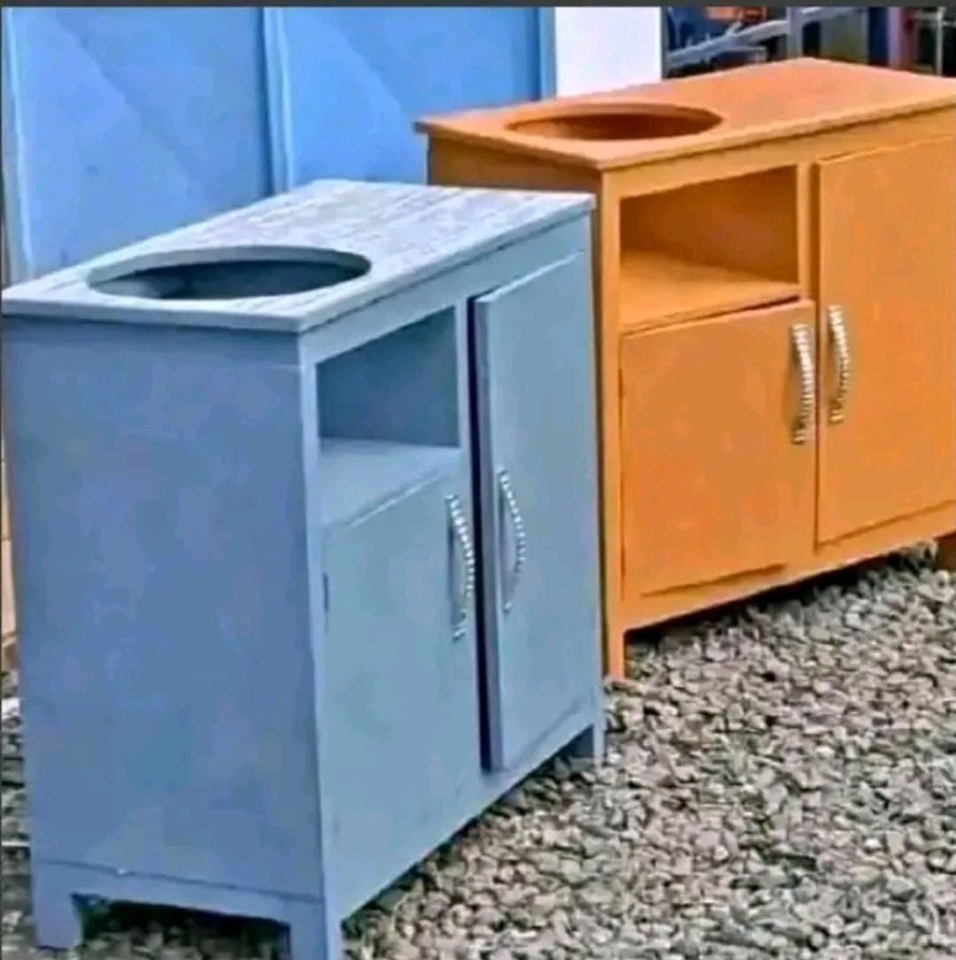 Heavy-Duty Wooden Kitchen Organizer Stand – Single Burner Meko Cabinet with Storage – Fits 6kg Gas Cylinder – Strong & Classic Handmade Design