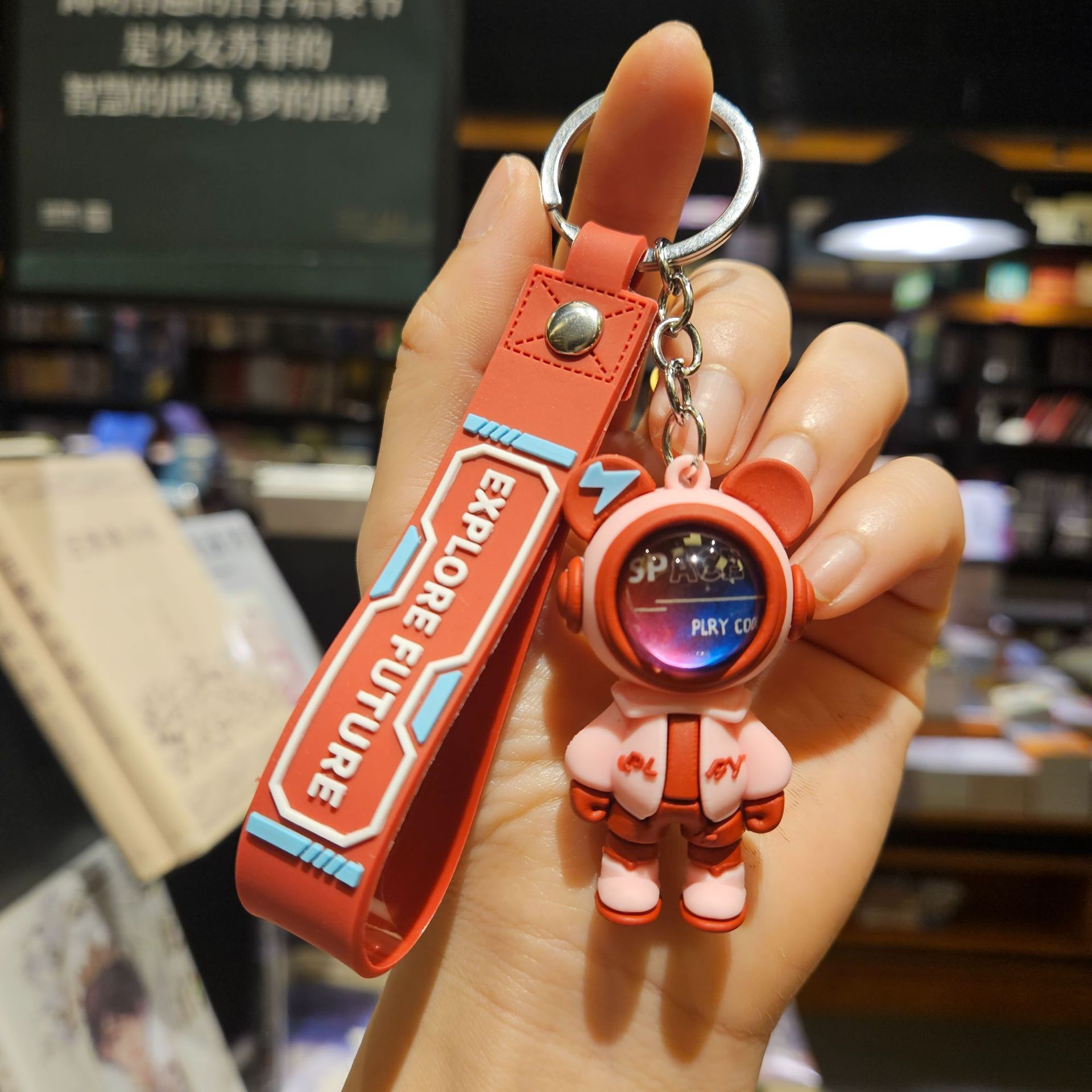 2-Pack Fashion Lightning Bear & Space Hero Keychains Exquisite Cute Doll Bag Pendants Car Key Rings Stylish Couple Small Gift Accessories