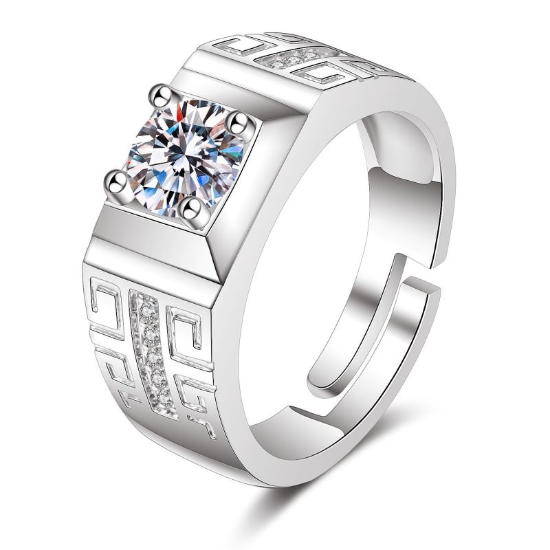 Wedding Imitation Moissanite Ring for Women Six-Claw Open Design Couple Rings 1 Carat Zircon Engagement Band Pair