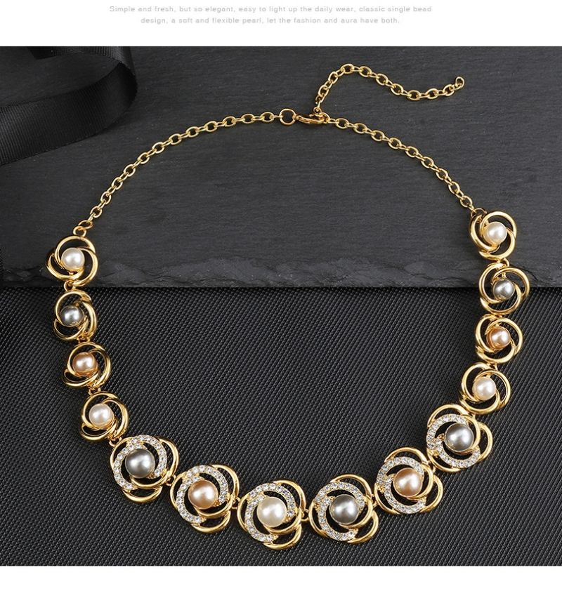 European and American Style Faux Pearl Necklace & Earrings Set for Women Elegant Alloy Fashion Jewelry Perfect Bridal Accessories for Wedding Banquet & Evening Formal Dresses