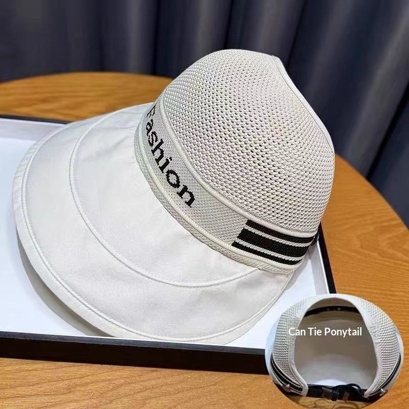 High ponytail sun hat for women, versatile summer style, makes face look smaller, can hang a mask, open-top sun visor cap, sun hat