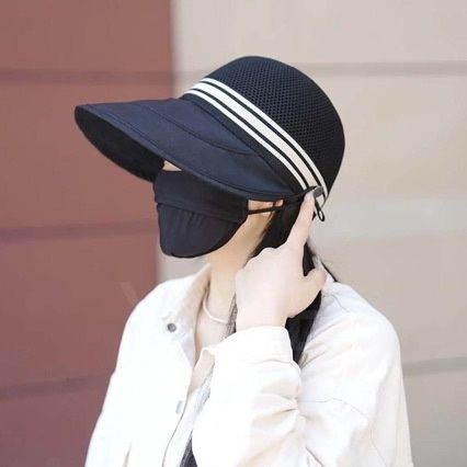 High ponytail sun hat for women, versatile summer style, makes face look smaller, can hang a mask, open-top sun visor cap, sun hat