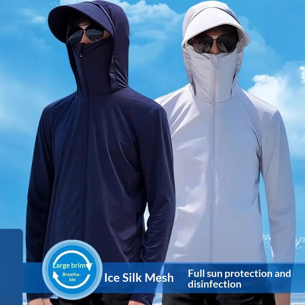 Unisex ice silk breathable cooling sun protection jacket, lightweight and breathable quick-dry sports outdoor fishing clothing for summer