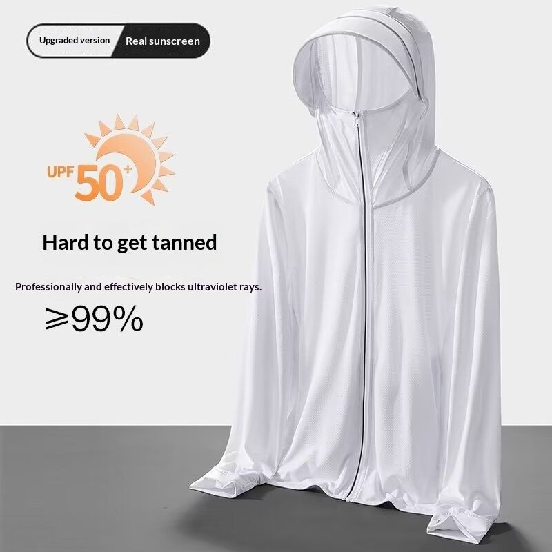 Unisex ice silk breathable cooling sun protection jacket, lightweight and breathable quick-dry sports outdoor fishing clothing for summer