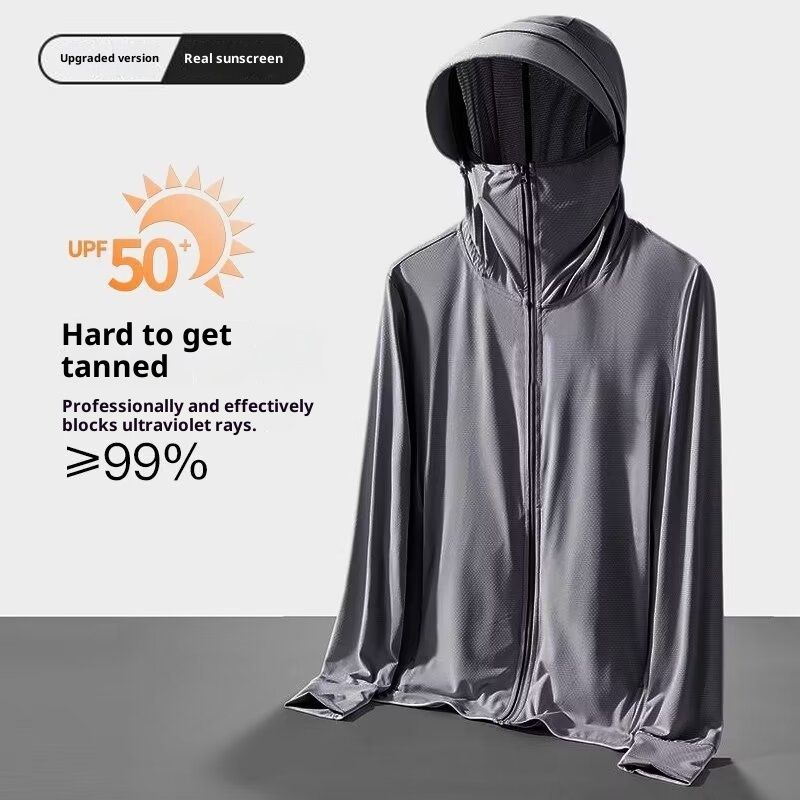 Unisex ice silk breathable cooling sun protection jacket, lightweight and breathable quick-dry sports outdoor fishing clothing for summer