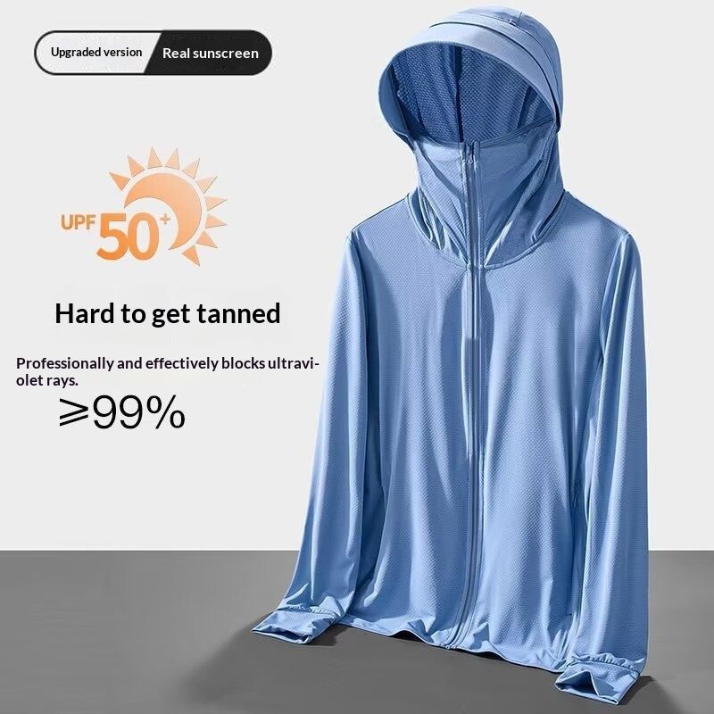 Unisex ice silk breathable cooling sun protection jacket, lightweight and breathable quick-dry sports outdoor fishing clothing for summer