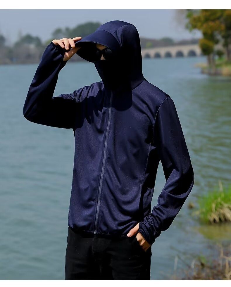 Unisex ice silk breathable cooling sun protection jacket, lightweight and breathable quick-dry sports outdoor fishing clothing for summer