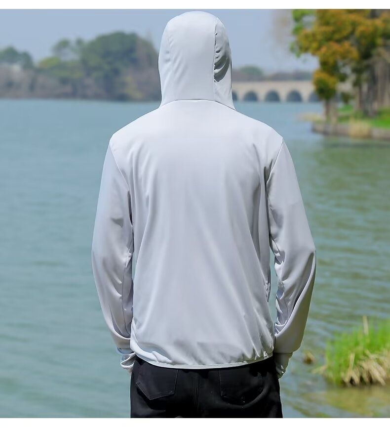 Unisex ice silk breathable cooling sun protection jacket, lightweight and breathable quick-dry sports outdoor fishing clothing for summer