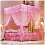 David Ultimate Protection & Cozy Mosquito Net with 4 Stainless Steel Stands & 3 Doors Design Bed Net S1  - Pink