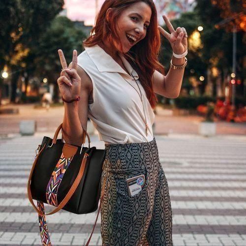 STY 4 In 1 Bag Set Ladies Handbags Women Shoulder Bags Wallet PU Synthetic Leather-Black
