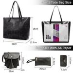 STY 4 In 1 Ladies Handbag Cross-body Bag Purse Card Case Set PU Synthetic Leather Bag - Black
