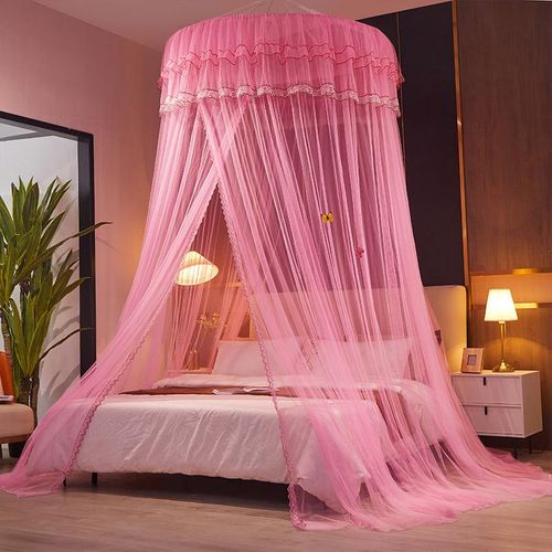 Round  hanging mosquito net Fits 4*6&5*6 R1  Pink