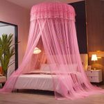 Round  hanging mosquito net Fits 4*6&5*6 R1  Pink