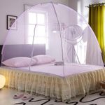 David Foldable Tent-Style mosquito Net  with Zipper bed net  T1 - Purple