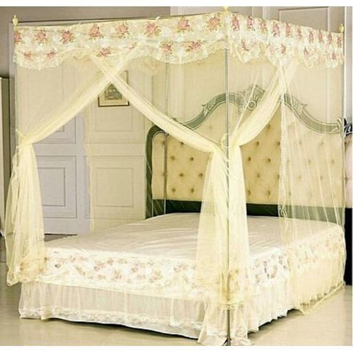 New Mosquito Net 6/6  With Stands / Poles - Cream