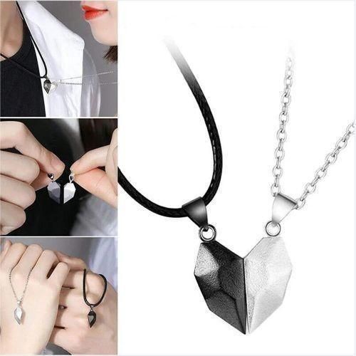 2pcs Stainless Steel Heart Couple Lover Pendant Necklace