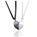 2pcs Stainless Steel Heart Couple Lover Pendant Necklace