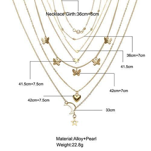 Women's Jewelry Star Necklace Set - 6 Pieces