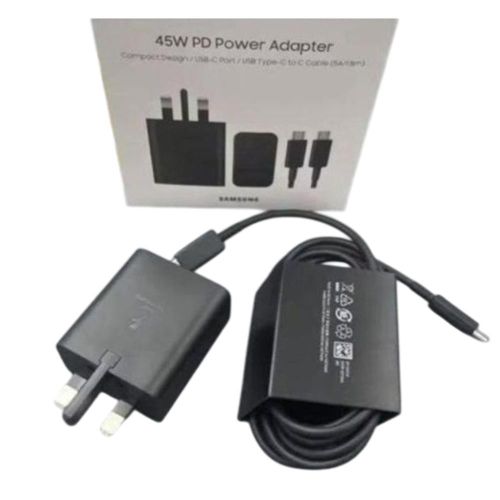 Samsung 45W Super Fast Charger – USB Type-C Power Adapter Ultra-Fast Charging for Galaxy S, A & Note Series, Travel-Ready, Durable, Original Quality – Black