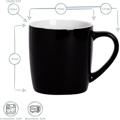 Happy Home A003-8 Set of 6 Colored Ceramic Cups -Black.