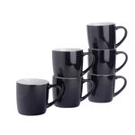 Happy Home A003-8 Set of 6 Colored Ceramic Cups -Black.