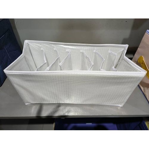 Divided Fabric Storage Box, Large Capacity Space Saving Collapsible Fabric Storage Box White 1pc for Household