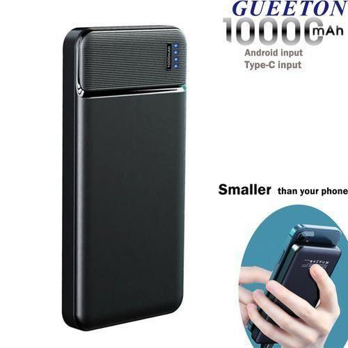 GUEETON 10000mAh Power Charge Bank Compact  Black
