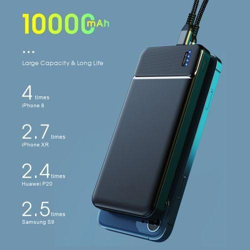 GUEETON 10000mAh Power Charge Bank Compact  Black