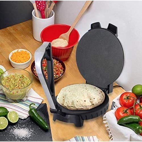 Pizza Chapati Maker roller Non-Stick - Silver/Black