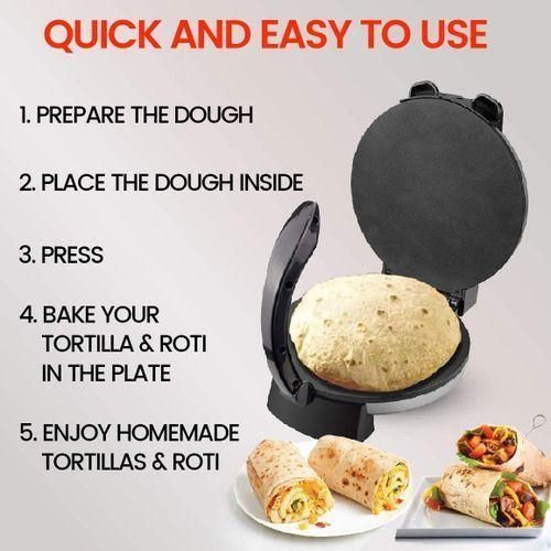 Pizza Chapati Maker roller Non-Stick - Silver/Black