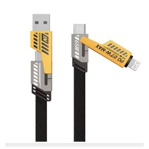 Goldplus 4-in-1 USB Charging Cable – 65W Super Fast Charger IPhone, IPad, MacBook, Android, Samsung Compatible Durable & Tangle-Free – Black