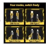 Goldplus 4-in-1 USB Charging Cable – 65W Super Fast Charger IPhone, IPad, MacBook, Android, Samsung Compatible Durable & Tangle-Free – Black