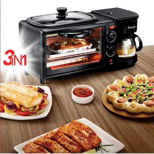 3 in 1 Breakfast Maker With Toast Oven - Black
