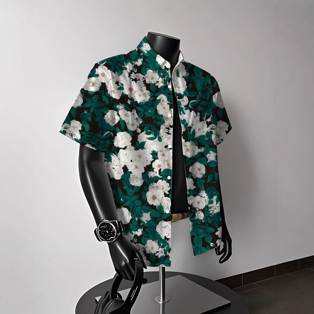 Hawaiian flower shirt men's short sleeves summer American retro Thai holiday boys wear beach shirts by the sea men.