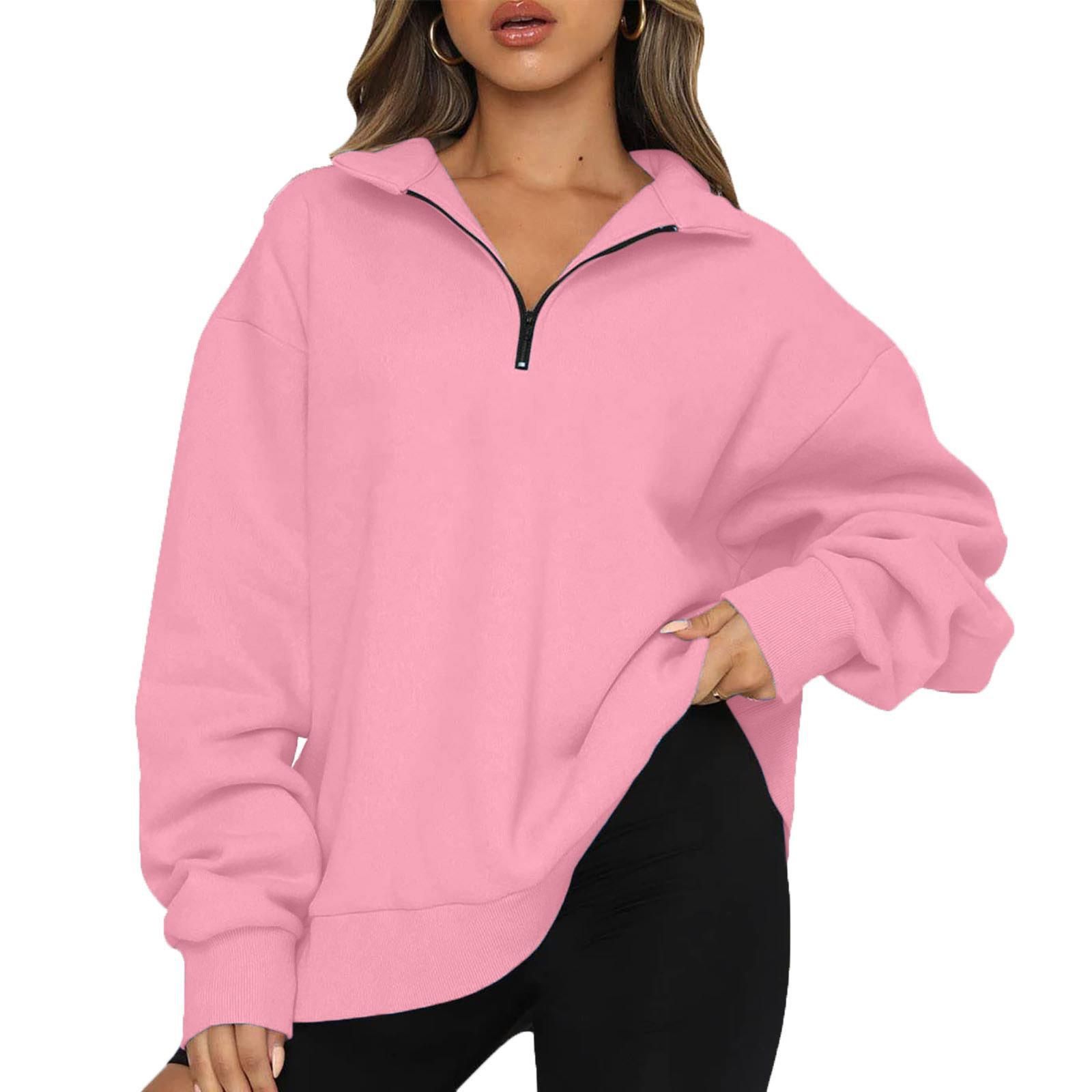 Casual coat, half zipper pullover, long sleeve sweatshirt, sweater girl