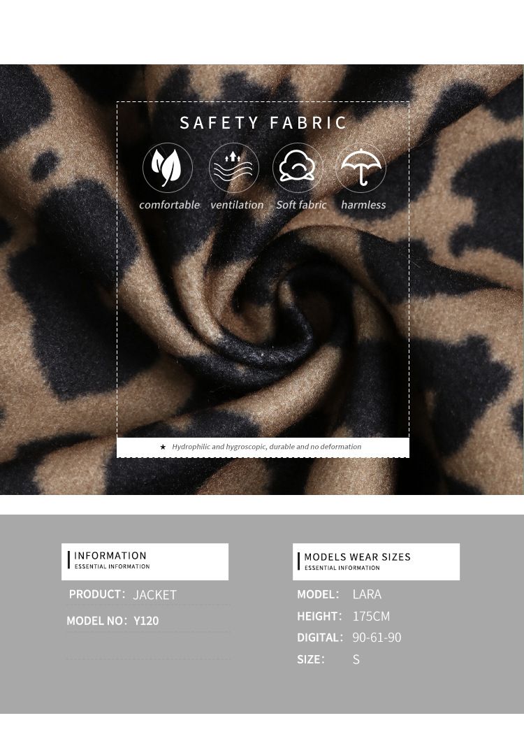 2026  Personality trend retro stand-up collar leopard coat women's spring and autumn wear