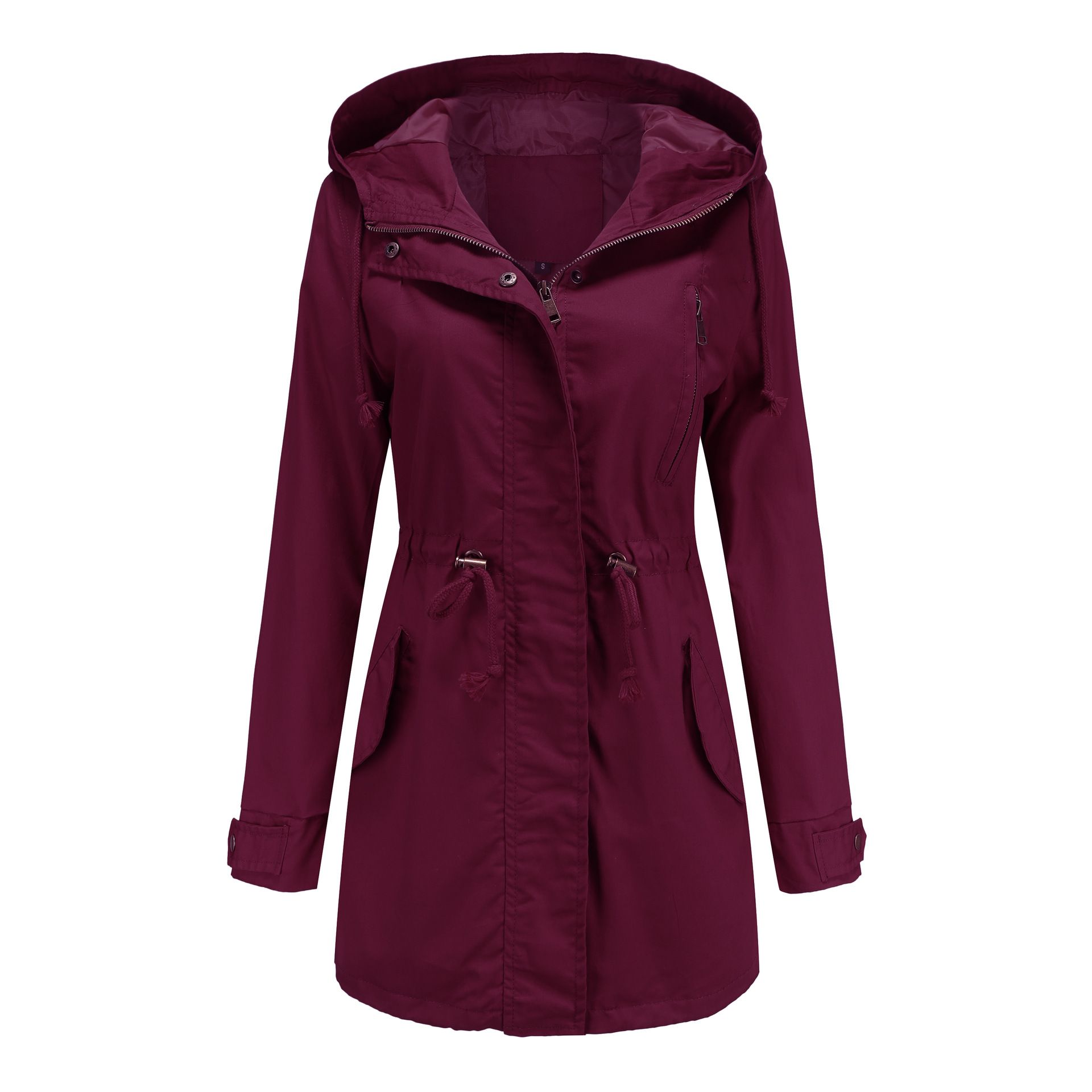 Cotton hooded windbreaker women's spring and autumn coat plus size loose solid color clothing