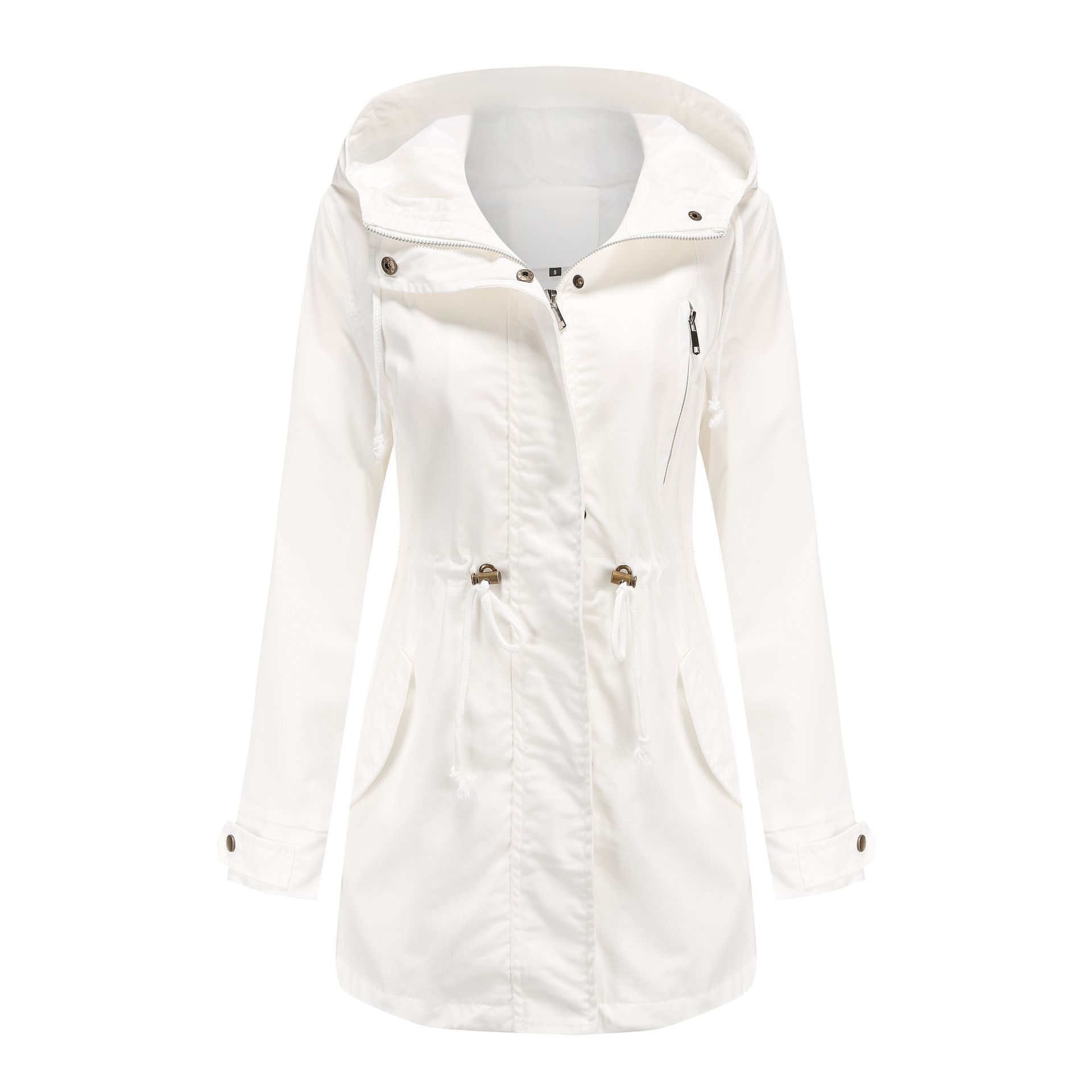 Cotton hooded windbreaker women's spring and autumn coat plus size loose solid color clothing