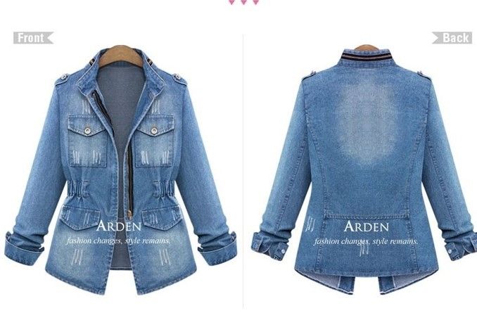 New denim jacket plus size women's fat MM long sleeve jacket