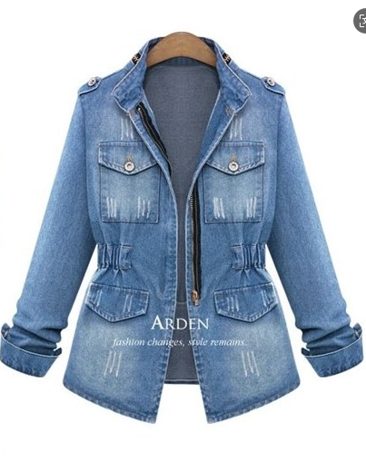 New denim jacket plus size women's fat MM long sleeve jacket