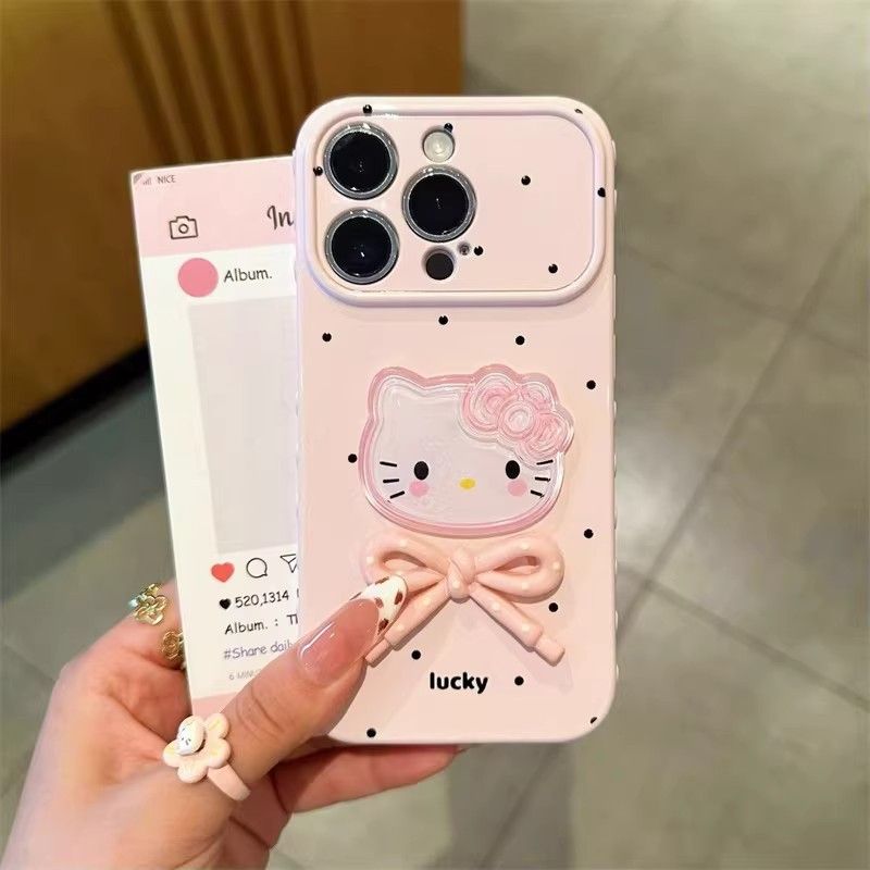 iPhone case; iPhone11 /iPhone12/ iPhone13/ iPhone14 /iPhone15/iPhone16/iPhone17,Cute 3D Bowknot Kitty  Full Coverage Shockproof Silicone Cover, Fashion Cartoon Protective Case for Women Girls