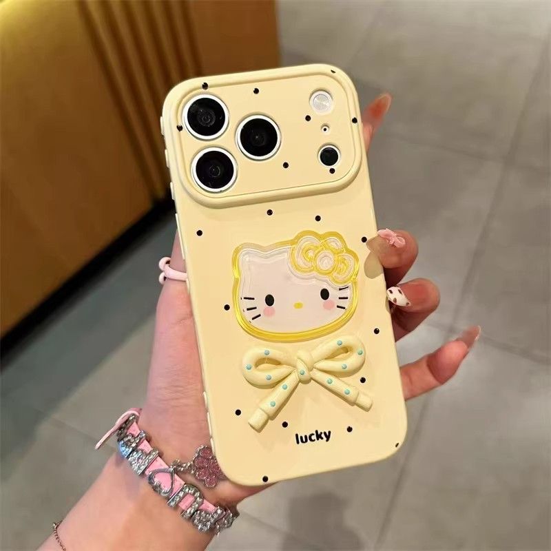 iPhone case; iPhone11 /iPhone12/ iPhone13/ iPhone14 /iPhone15/iPhone16/iPhone17,Cute 3D Bowknot Kitty  Full Coverage Shockproof Silicone Cover, Fashion Cartoon Protective Case for Women Girls