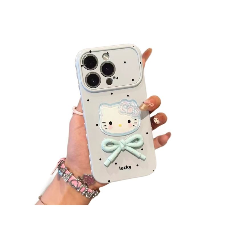 iPhone case; iPhone11 /iPhone12/ iPhone13/ iPhone14 /iPhone15/iPhone16/iPhone17,Cute 3D Bowknot Kitty  Full Coverage Shockproof Silicone Cover, Fashion Cartoon Protective Case for Women Girls