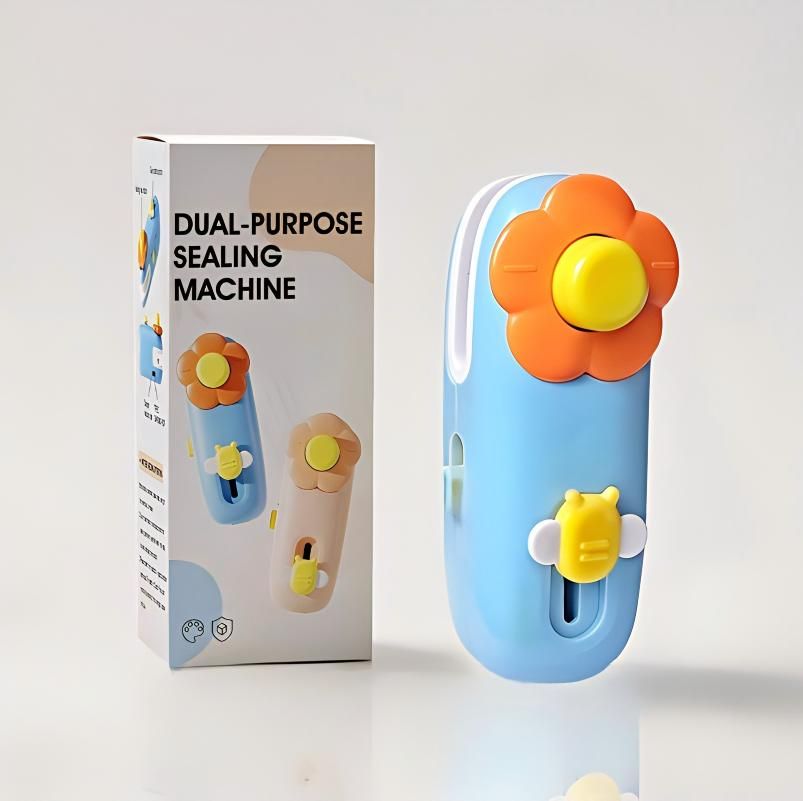 Dual-Purpose Mini Sealing Machine, Handheld Heat Sealer with Type-C Charging, Magnetic Adsorption, Reusable Bag Sealer for Food Preservation, Cute Flower Design