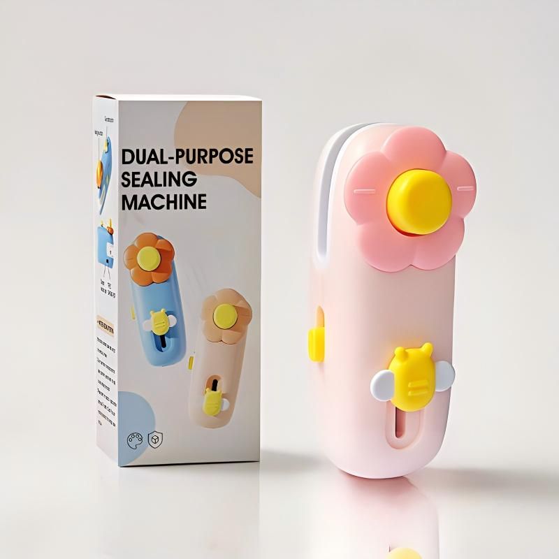 Dual-Purpose Mini Sealing Machine, Handheld Heat Sealer with Type-C Charging, Magnetic Adsorption, Reusable Bag Sealer for Food Preservation, Cute Flower Design