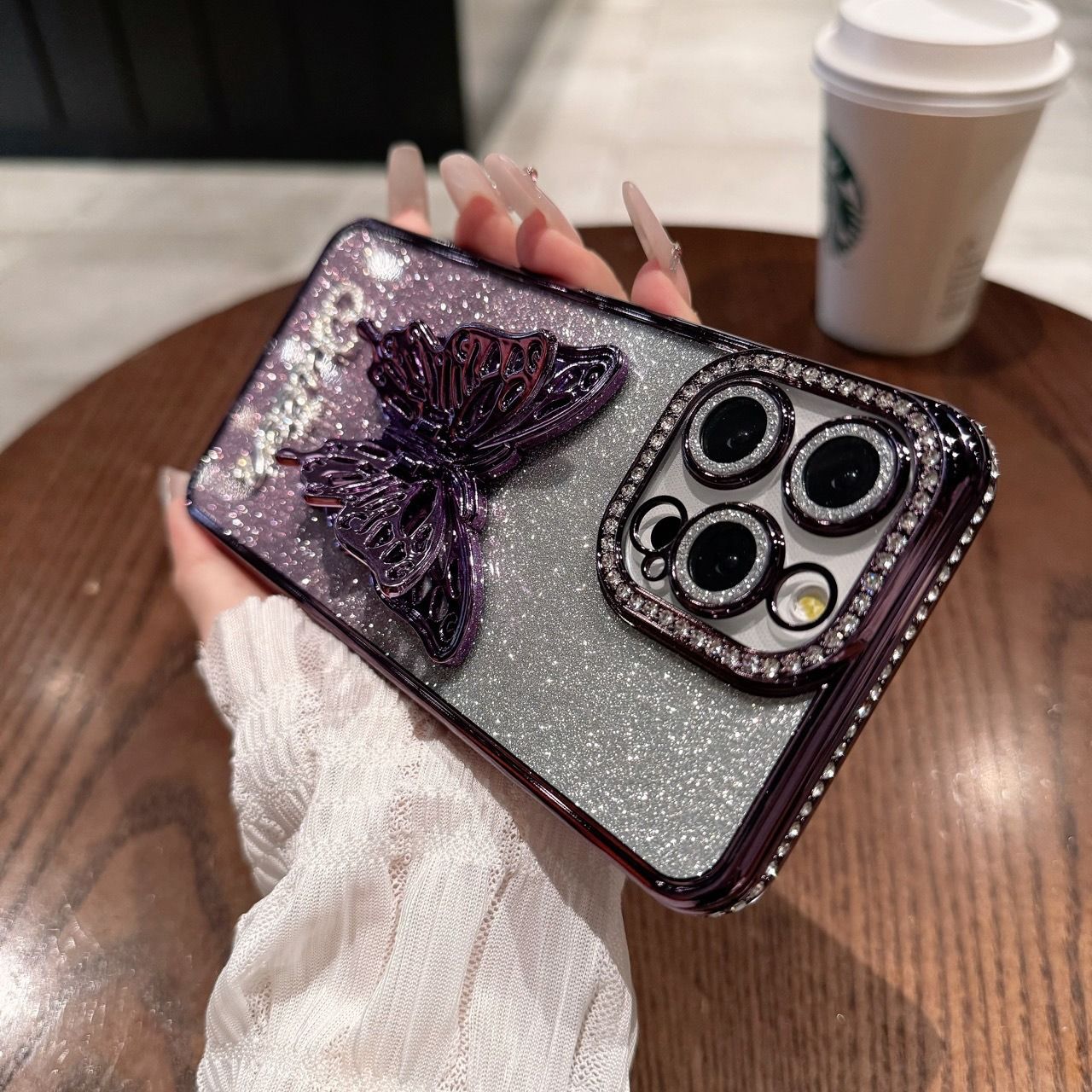 3D Bowknot Rhinestone Phone Case for iPhone11 iPhone12 iPhone13iPhone16iPhone17, Electroplated Silicone Shockproof Cover with Hidden Stand, Gradient Color Glitter Case for Girls