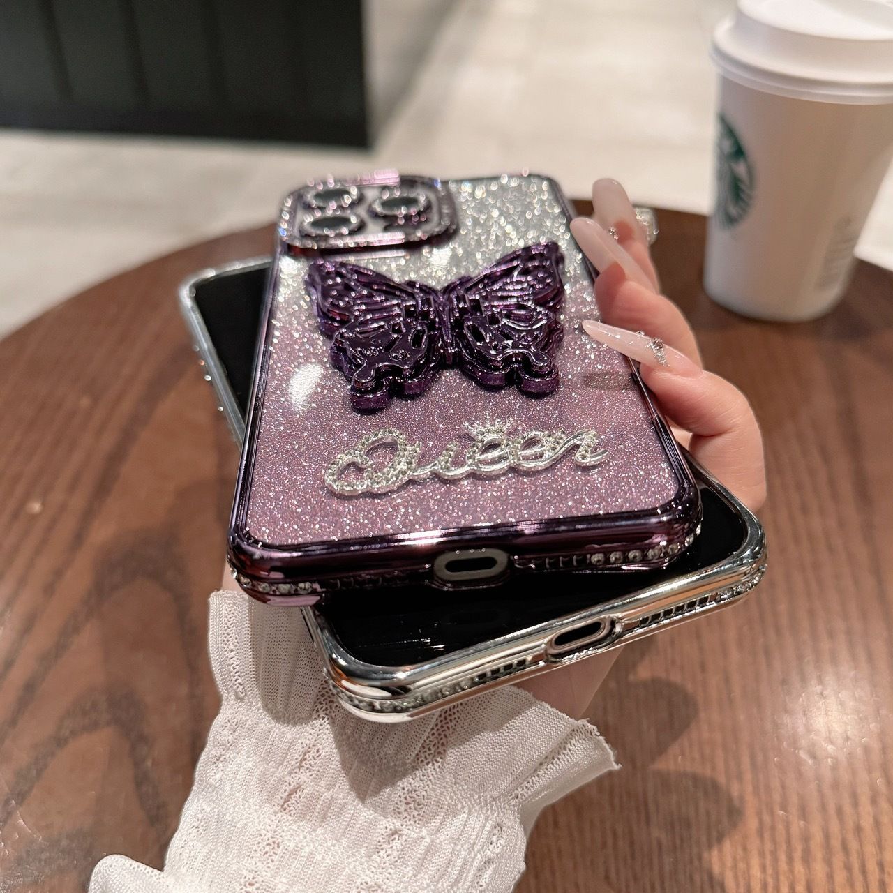 3D Bowknot Rhinestone Phone Case for iPhone11 iPhone12 iPhone13iPhone16iPhone17, Electroplated Silicone Shockproof Cover with Hidden Stand, Gradient Color Glitter Case for Girls