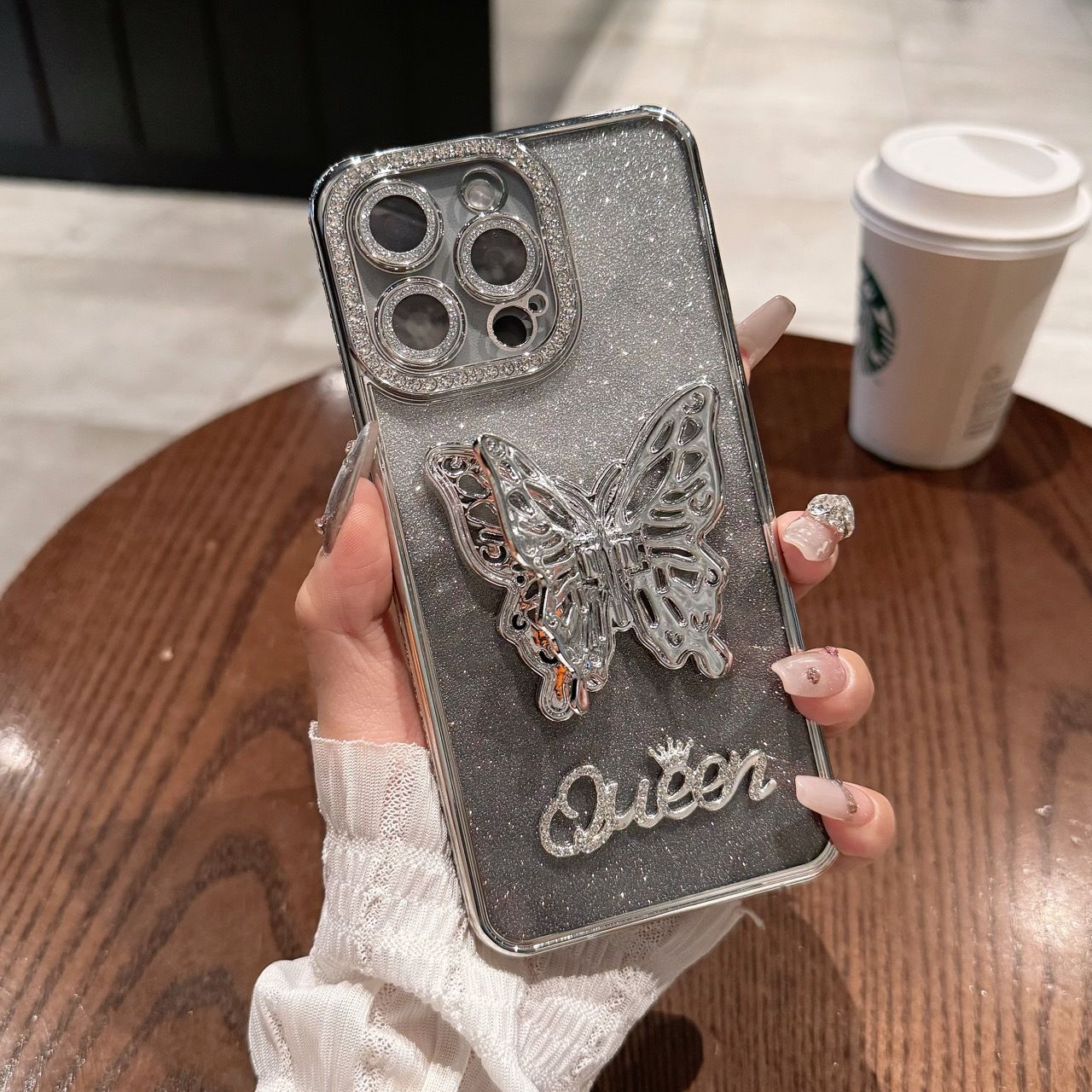 3D Bowknot Rhinestone Phone Case for iPhone11 iPhone12 iPhone13iPhone16iPhone17, Electroplated Silicone Shockproof Cover with Hidden Stand, Gradient Color Glitter Case for Girls